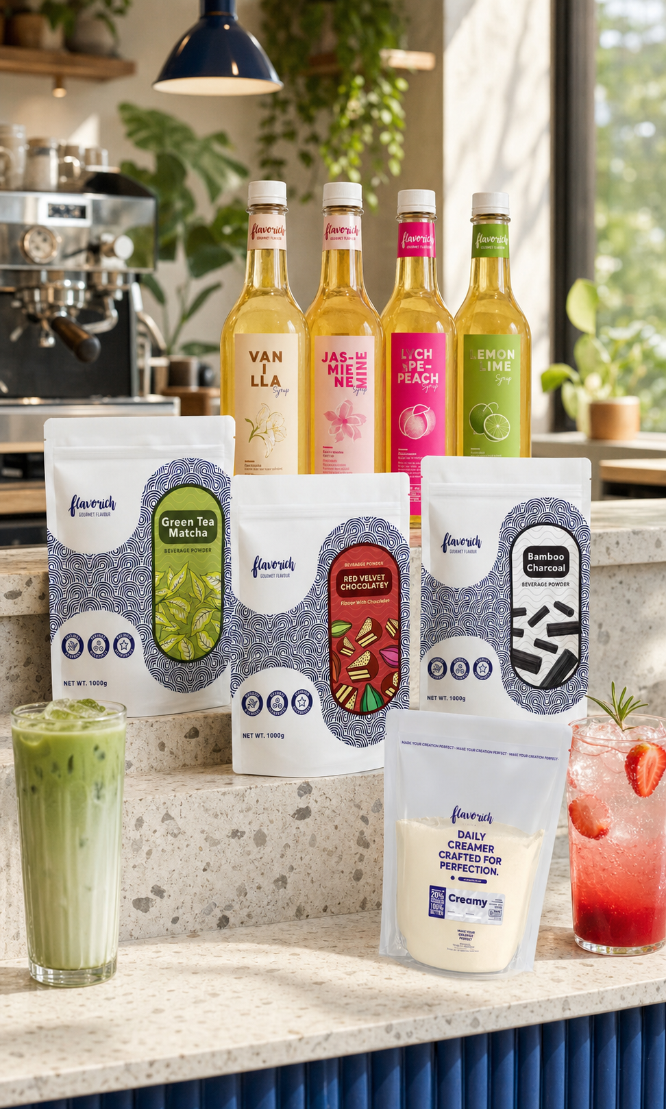 Ekosistem syrup, powder, creamer, dan kreasi minuman Flavorich