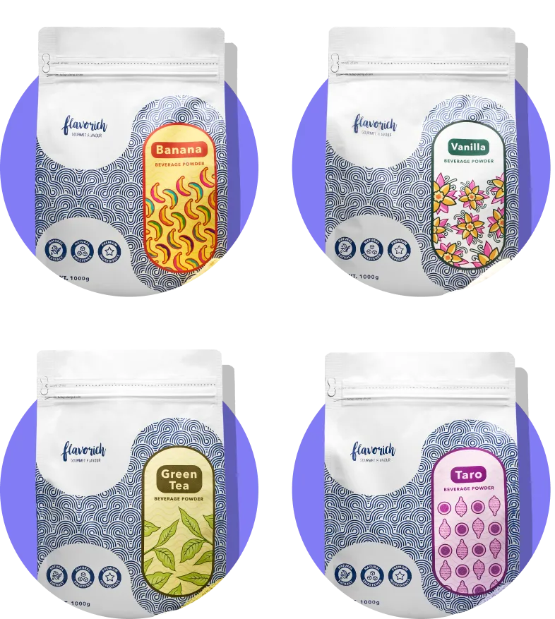 Koleksi kemasan beverage powder Flavorich